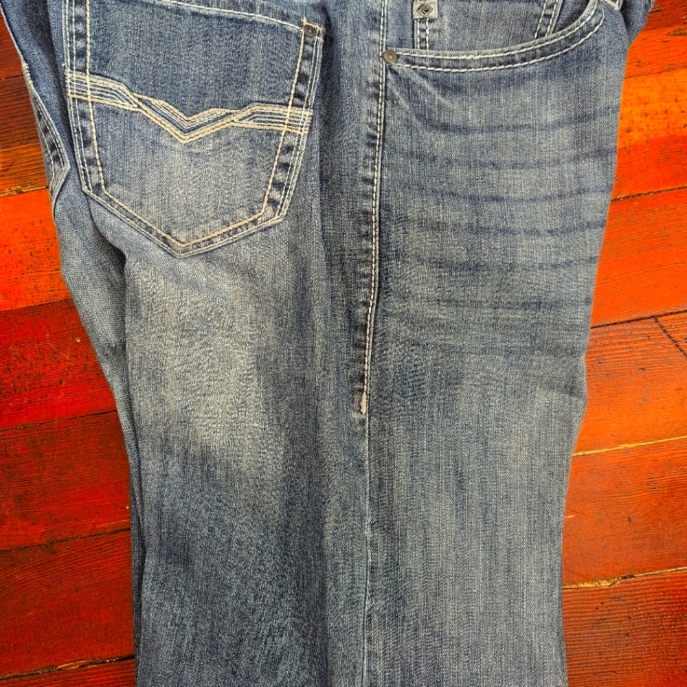 Rock and Roll Denim Jeans. Double Barrel Straight Leg. Relaxed Fit.  Starched 32